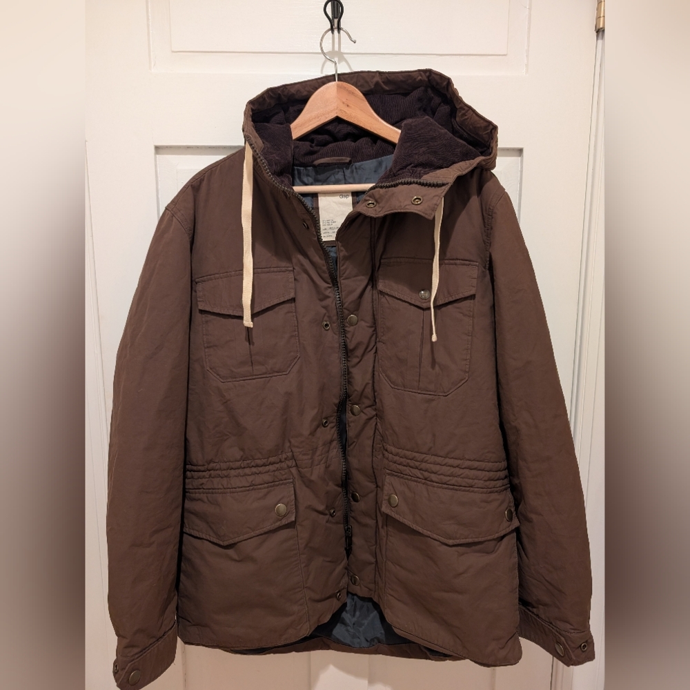 Gap Mens Cotton Blend Utility Jacket - Brown, Medium